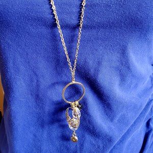 32" Gold Tone Long Circle Bead Cluster Necklace